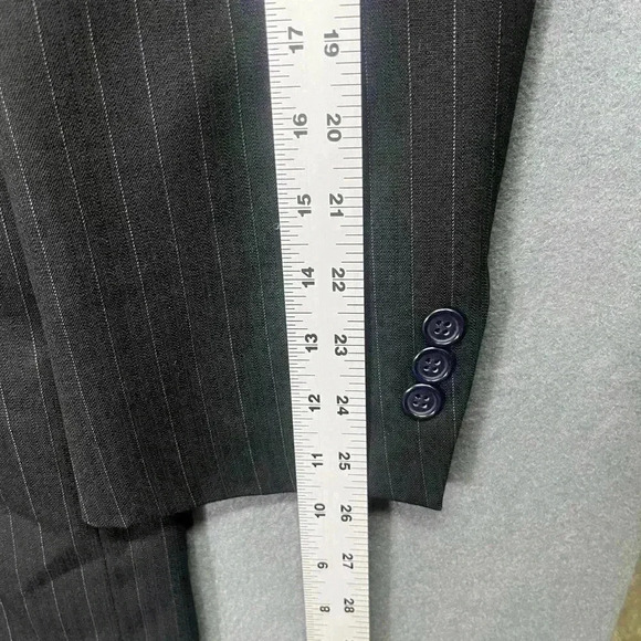 Riserva Made In Italy 100% Wool Blazer Sports Coat Mens 44R Black Pinstripe - Picture 4 of 11